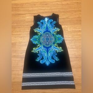 Elegant Black and Blue Patterned Dress